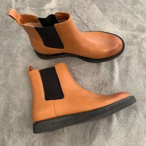 J Crew Leather Pull On Chelsea Boot Brown Women's 10 Ankle Booties